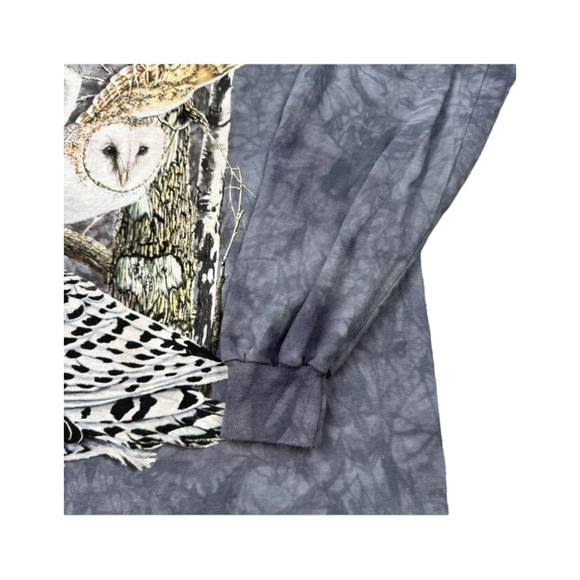 THE MOUNTAIN Shirt Mens Extra Large Gray Tie Dye Owls Big Graphic HTF Rare Print - Picture 5 of 12
